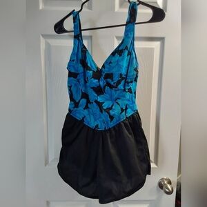 Black and Blue women's size 12 one piece Bathing Suit